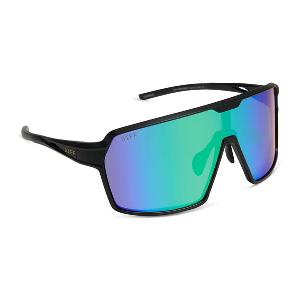 charge - matte black + green mirror + mens polarized sunglasses 1