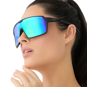 charged a5c-3n-d3d gearspun goggles Charge Shield Sunglasses | Matte Black & Green Mirror