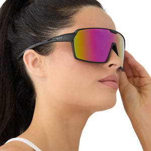 Charge Shield Sunglasses | Matte Black & Pink Rush Mirror  display picture 1