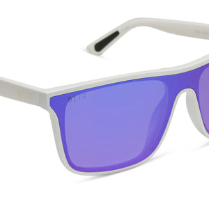 FLASH - MATTE WHITE + PURPLE MIRROR + POLARIZED SUNGLASSES