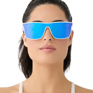 Flash Square Sunglasses | Matte White & Purple Mirror | DIFF  display picture 2