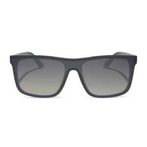 diff sport flash square sunglasses with a slate grey frame and grey gradient with silver flash polarized lenses front view