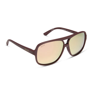 Hangtime Aviator Sunglasses | Rugby Red & Champagne Mirror | DIFF