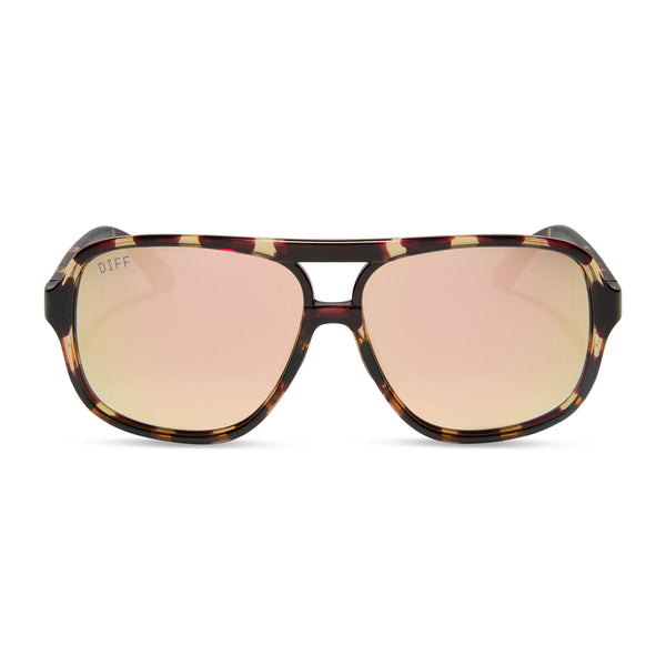 Hangtime Aviator Sunglasses | Rugby Red & Champagne Mirror | DIFF