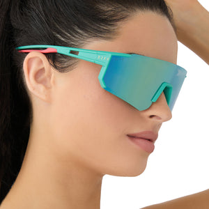 Heat Shield Sunglasses | Turquoise & Turquoise Ice Mirror  display picture 2