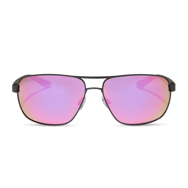 Matchpoint Aviator Sunglasses | Black & Pink Rush Mirror  display picture 1