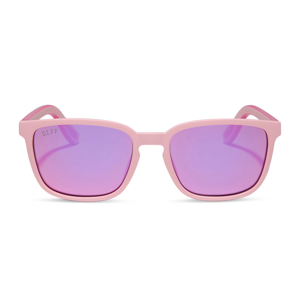 Rush Square Sunglasses | Baby Pink & Pink Rush Mirror | DIFF 