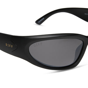 Side Out Wrap Sunglasses | Matte Black & Grey Polarized 