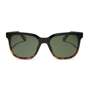 diff sport sky square sunglasses with a black to tortoise frame and G15 polarized lenses front view