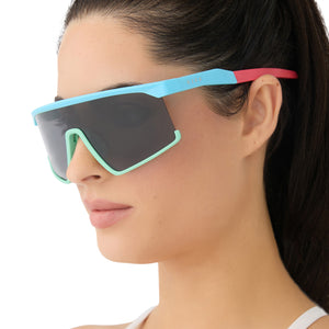Spike Shield Sunglasses | Aqua + Coral & Grey | DIFF Eyewear