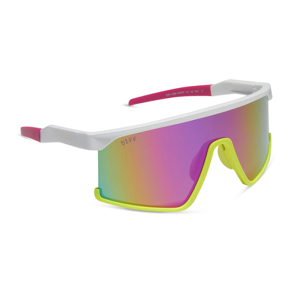 spike - matte white + neon yellow + hot pink + pink rush mirror + polarized sunglasses 2