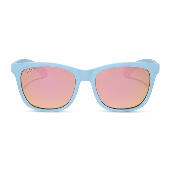 Storm Square Sunglasses | Blue & Sherbert Rainbow Mirror | DIFF