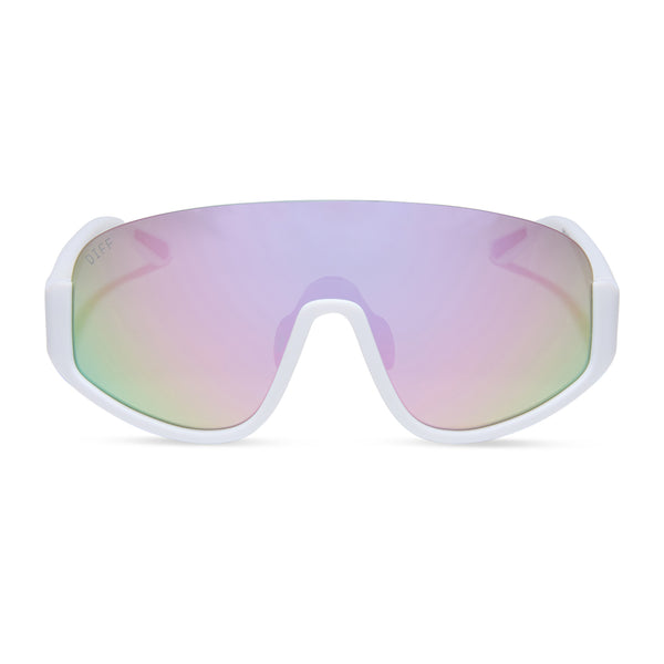 DIFF Mirrored Rimless Shield Sunglasses - Purple Hue Lenses DIFF Eyewear Sunglasses Luna AT-TB37P Polarized Purple  main image 4