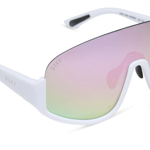 Mirrored Shield Sunglasses with White Frame Walmart White Shield Wraparound Sports Sunglasses for Men  main image 3