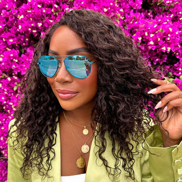cruz xs - turquoise metallic + teal mirror sunglasses 4