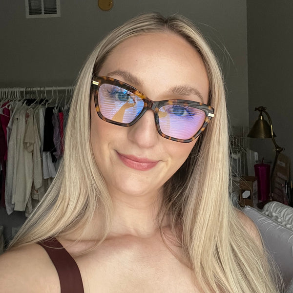 mila - amber tortoise + blue light technology glasses 6
