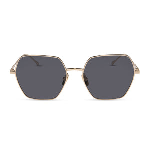 diff eyewear featuring the harlowe hexagon prescription sunglasses with a gold frame front view