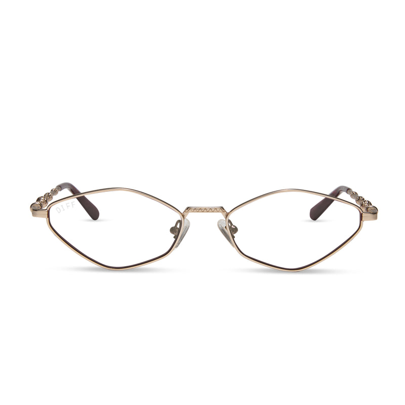 harry potter x diff eyewear featuring professor dumbledore prescription glasses with a gold frame front view
