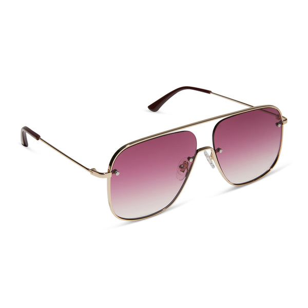 cynthia - gold w bordeaux temple tips + wine gradient + polarized sunglasses