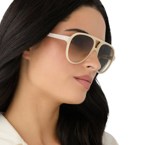 Pia Aviator Sunglasses | Meringue & Brown Gradient | DIFF  display picture 1