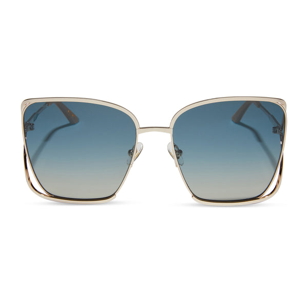 francesca - champagne + paradiso blue + polarized sunglasses 2