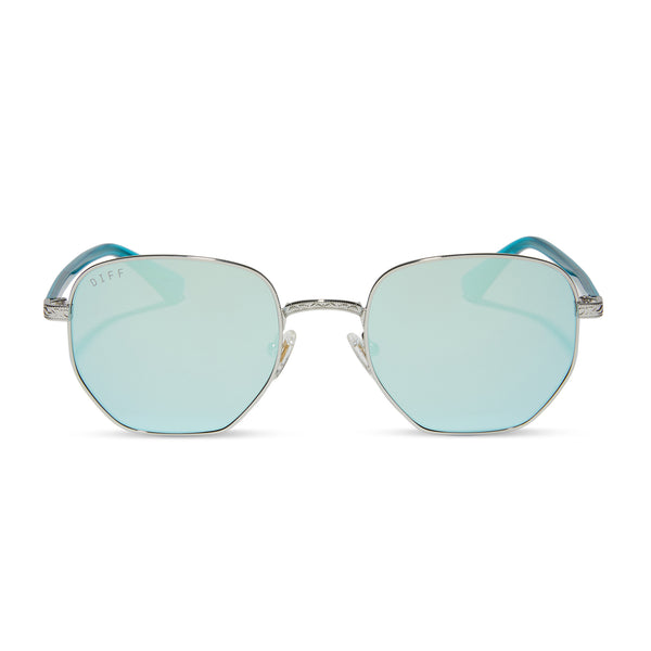 jessie james decker - jjd + silver + turquoise ice mirror sunglasses