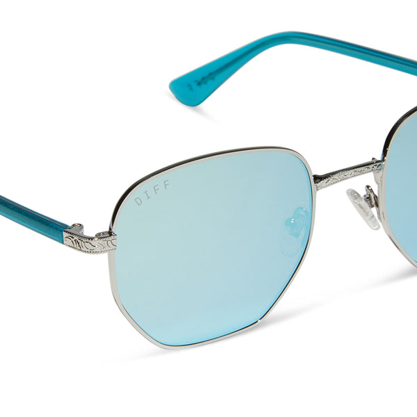 jessie james decker - jjd + silver + turquoise ice mirror sunglasses 4