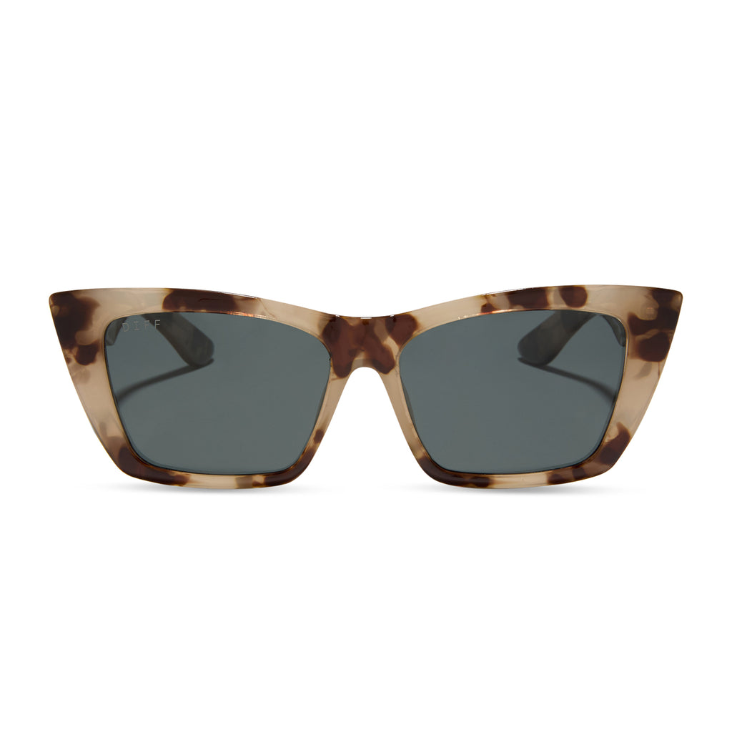 Krista Horton Cat Eye Sunglasses Cream Tortoise & Grey DIFF Eyewear