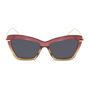 diff eyewear mila cat eye prescription sunglasses with a clayton acetate frame and grey prescription lenses front view
