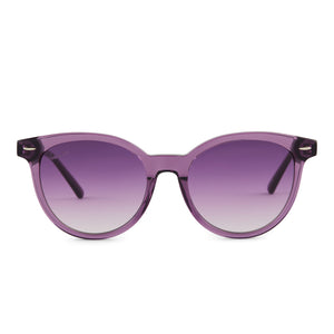 patricia nash x diff eyewear blondie sunglasses with a violet crystal acetate frame and violet gradient lenses front view