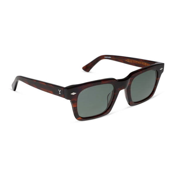 X-LAB Turtle Green Sunglasses - G15 Polarized Gradient Lenses, Rectangle Frame, Men's Style 8004