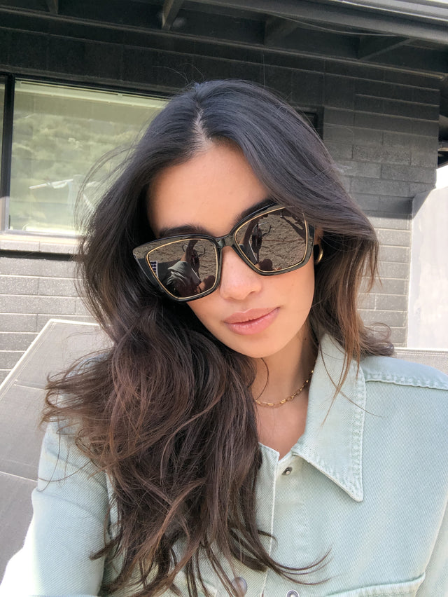 Becky IV Cat Eye Sunglasses | Black & Grey Polarized | DIFF Eyewear