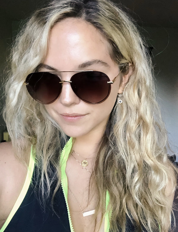 lenox - gold + sea tortoise tips + brown gradient sunglasses 5