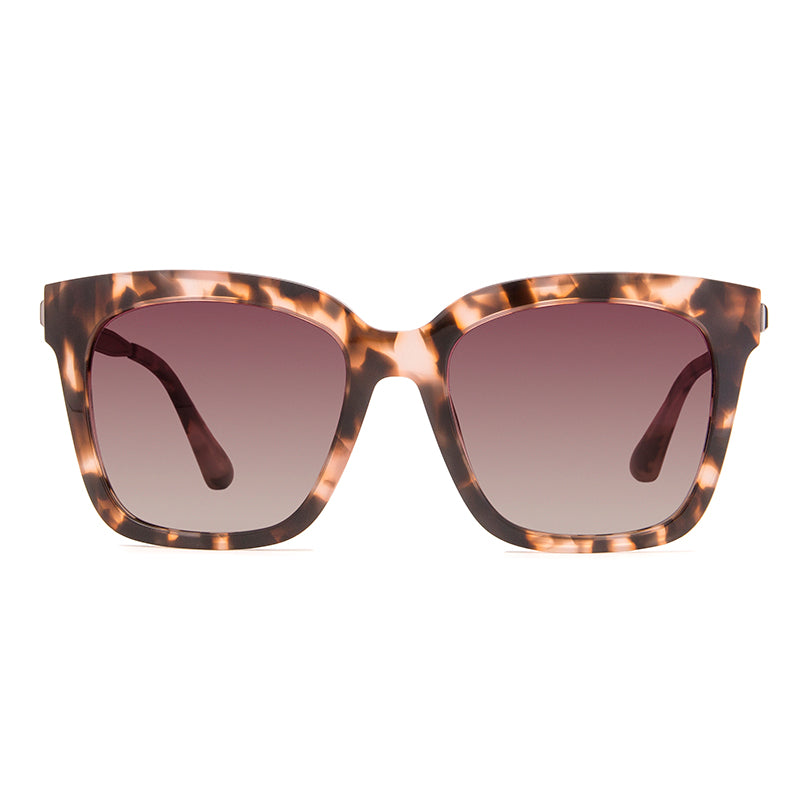 Bella Square Sunglasses l Himalayan Tortoise & Rose Gradient Lenses ...