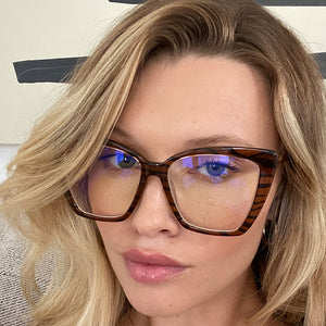Becky IV Cat Eye Glasses | Vintage Crystal & Blue Light  display picture 3