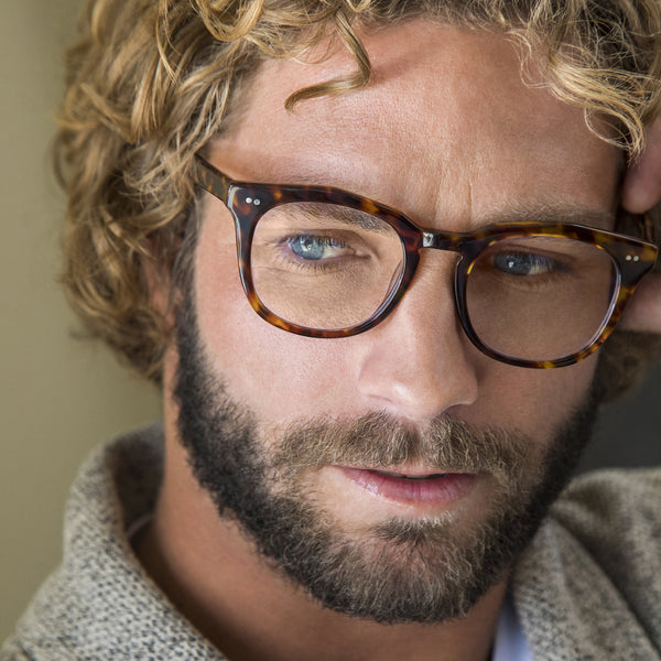 weston - amber tortoise + blue light technology clear glasses 6