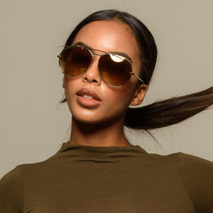 Koko Aviator Sunglasses l Gold Brown Gradient Flash DIFF