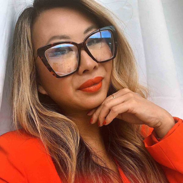 becky iv - amber tortoise + blue light technology glasses 6
