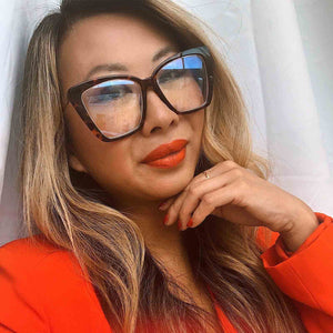 Becky IV Cat Eye Glasses | Vintage Crystal & Blue Light  display picture 2