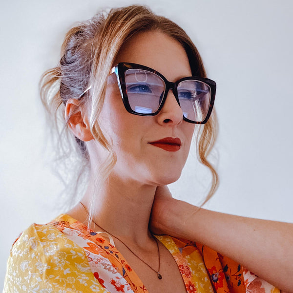becky iv - amber tortoise + blue light technology glasses 7