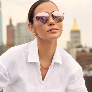 Dash Aviator Sunglasses  Gold & Cherry Blossom Mirror Lenses