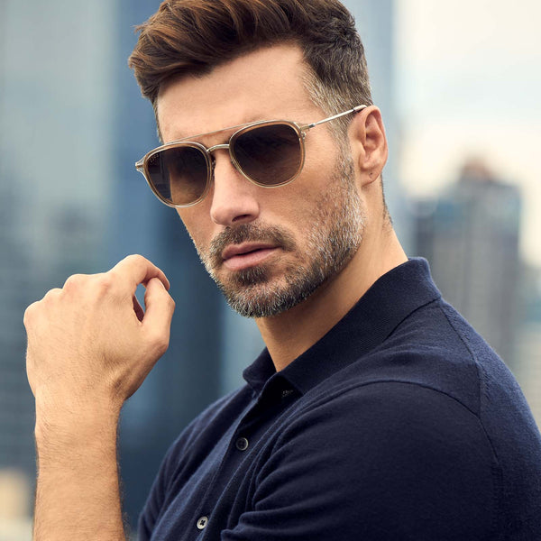 camden - vintage crystal + brown gradient polarized sunglasses 6
