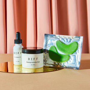 DIFF Eyewear Beauty Skin Care Add Ons Bundle with eye mask, creme masque, and radiance oil