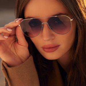 Dash Aviator Sunglasses | Silver Eyewear | DIFF Gradient Lavender & Rose