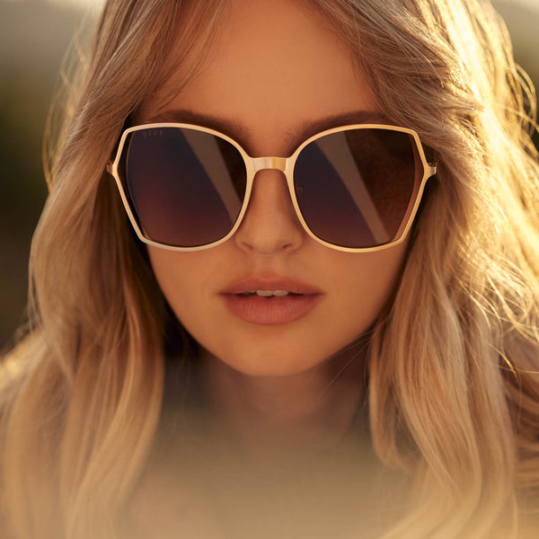 donna iii - brushed gold + taupe rose gradient sunglasses 1