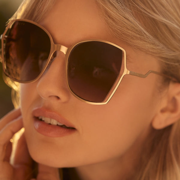 donna iii - brushed gold + taupe rose gradient sunglasses 5