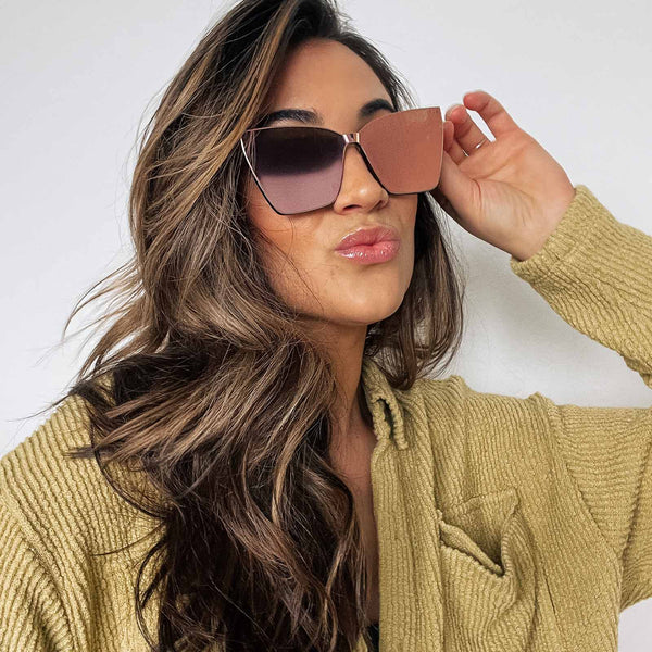 goldie - apricot crystal + peach mirror sunglasses 7