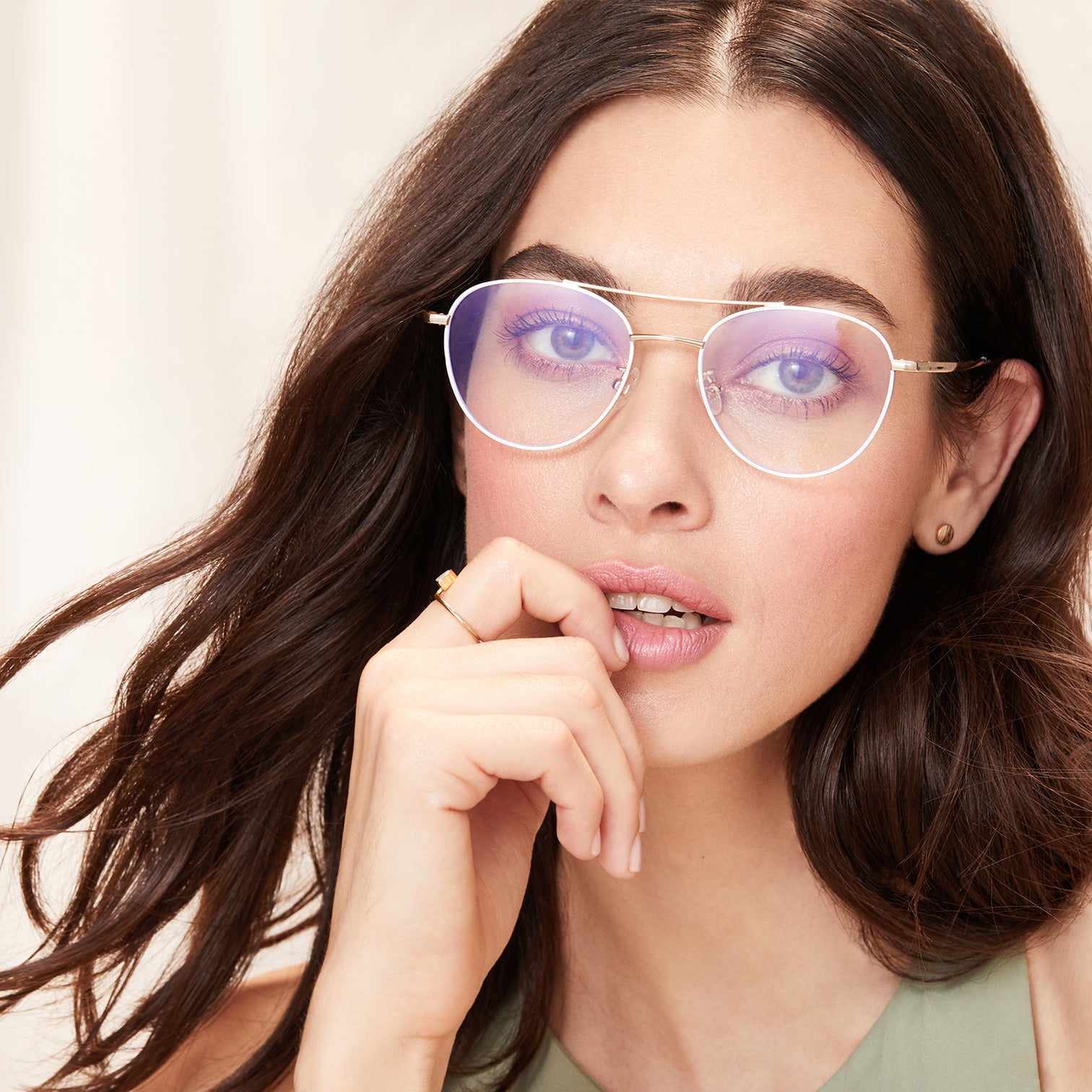 Aiden White & Gold Blue Light Glasses DIFF Eyewear