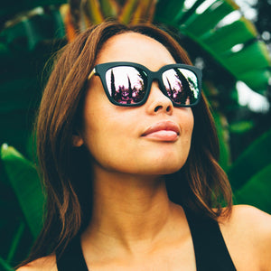 Bella Square Framed Matte Black & Grey Sunglasses | DIFF Eyewear