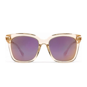Bella sunglasses with blush crystal frame and taupe flash lens- front view